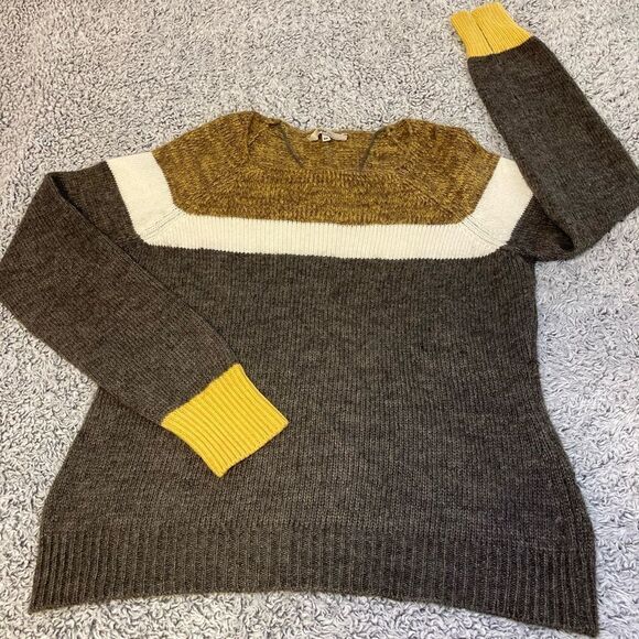 NAPA GIRL M Wool/Alpaca/Mohair Blend Colorblock Striped Sweater - Picture 1 of 10
